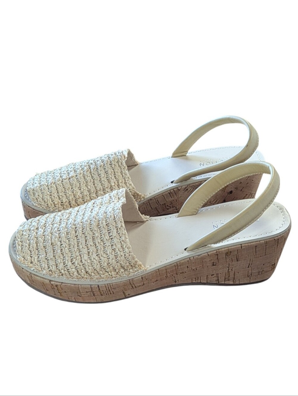 Kenneth Cole Reaction Fine Glass Wedge Cork Heel Sandals Size 8